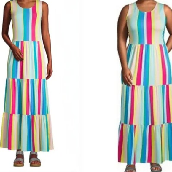 Lands' End Vibrant Striped Maxi Dress - Picture 1 of 2
